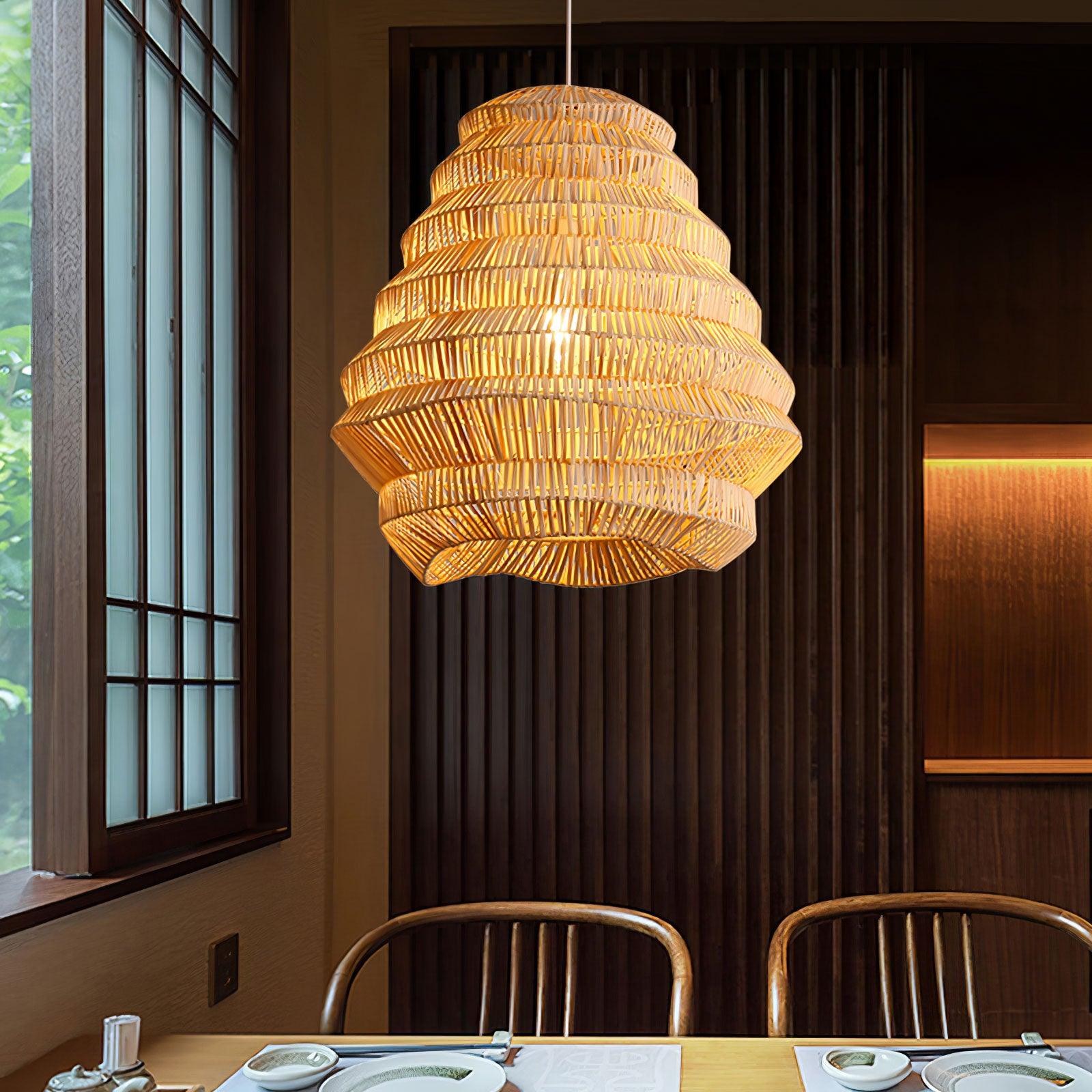 Bamboo Spiral Pendant Lamp - Cueteks