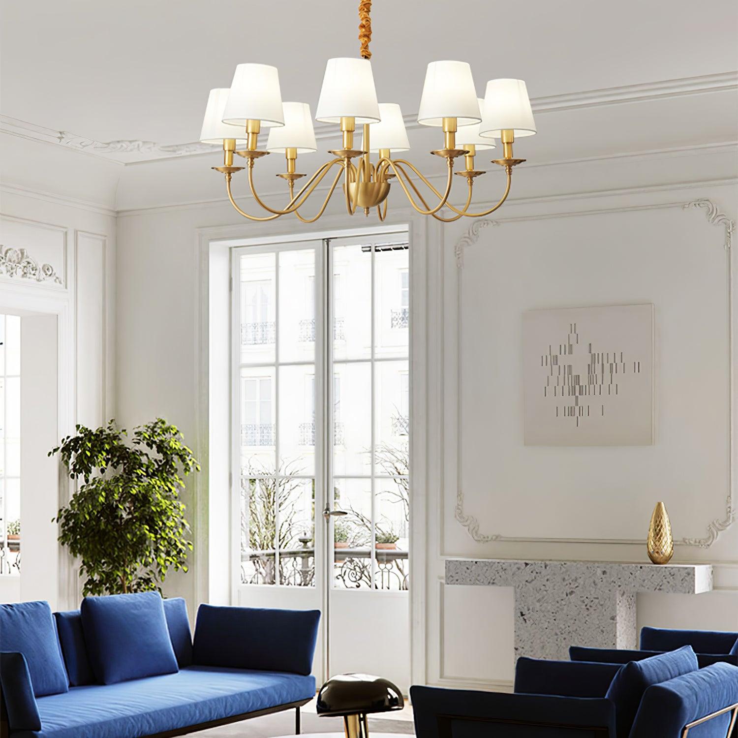 Tapered Fabric Brass Chandelier - Cueteks