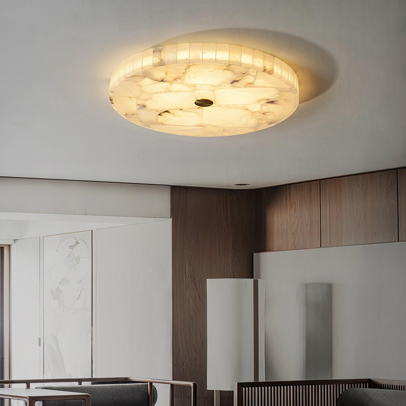 Round Alabaster Ceiling Lamp - Cueteks