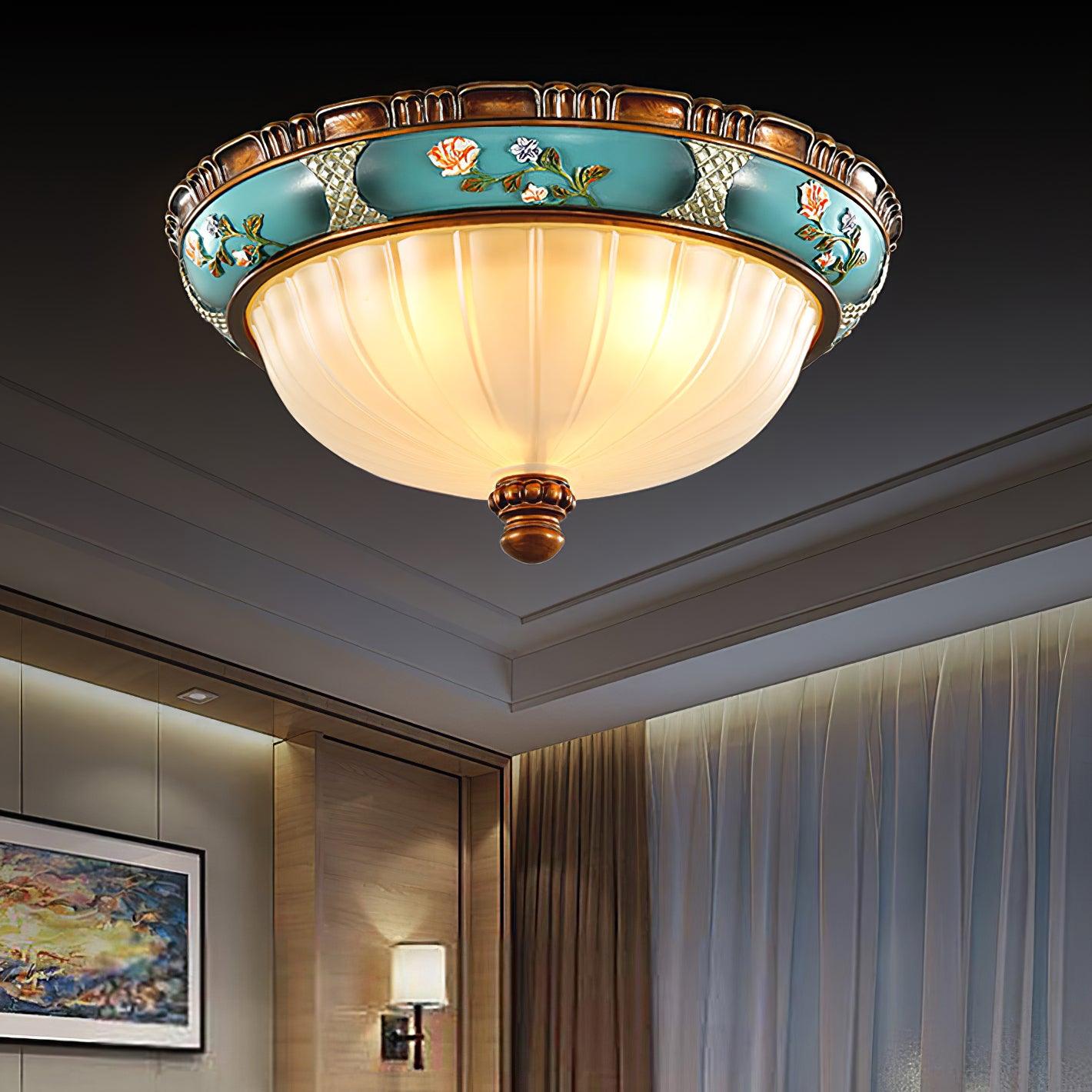 Retro Floral Resin Recessed Ceiling Light - Cueteks