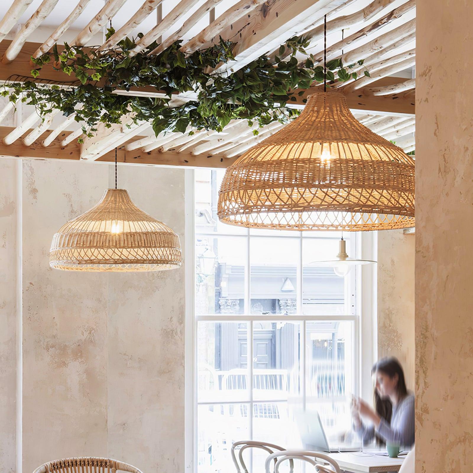 Artisanal Rattan Dome Pendant Lamp - Cueteks