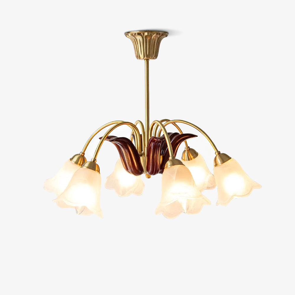 Brass Pastoral Flower Chandelier - Cueteks