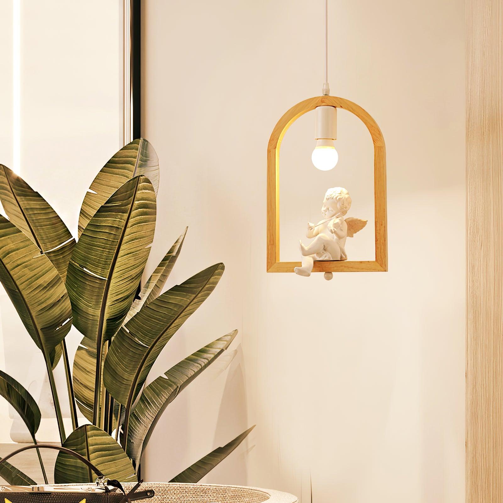 Wood Bird Resin Pendant Light - Cueteks