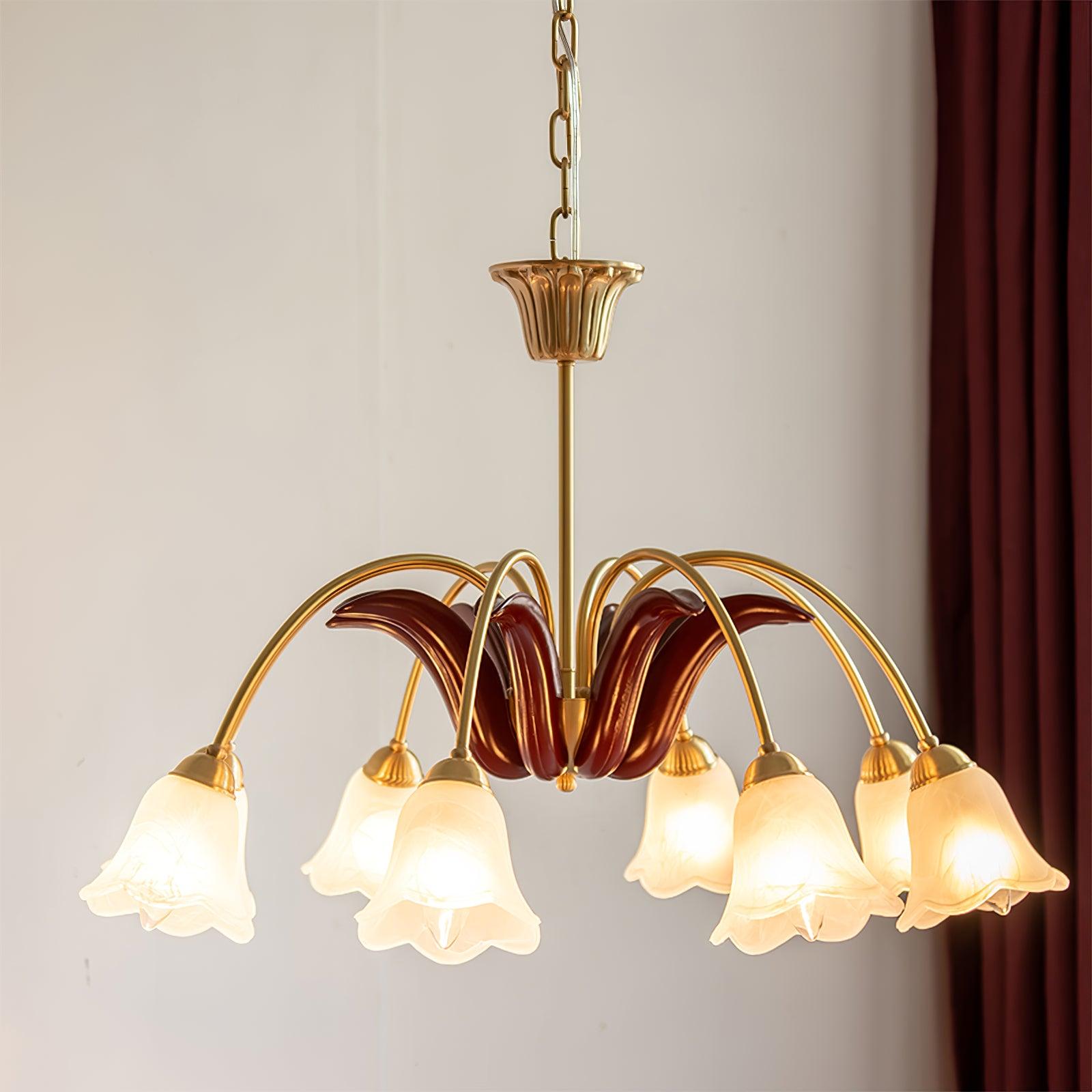 Brass Pastoral Flower Chandelier - Cueteks