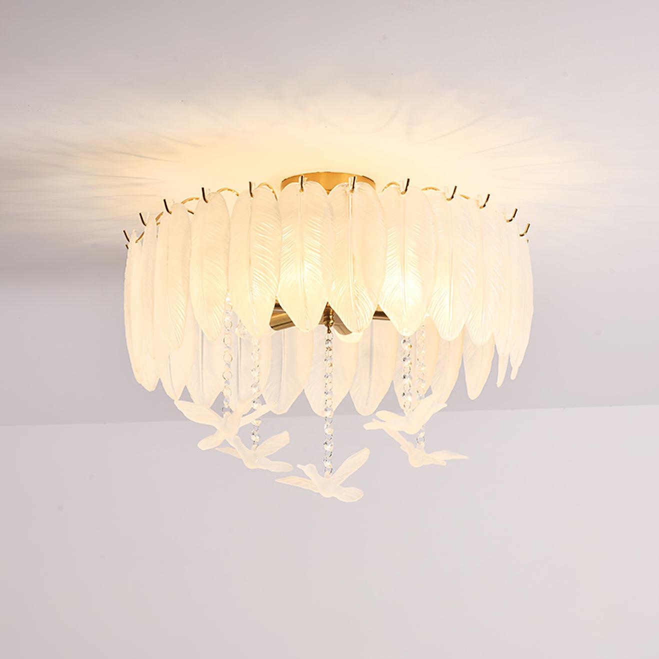Glass Feather Ceiling Light - Cueteks