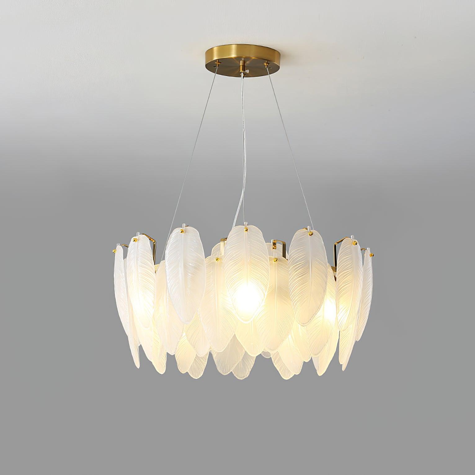 Glass Feather Chandelier - Cueteks