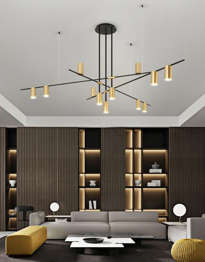 Tribes bar chandelier with cylindrical light heads
