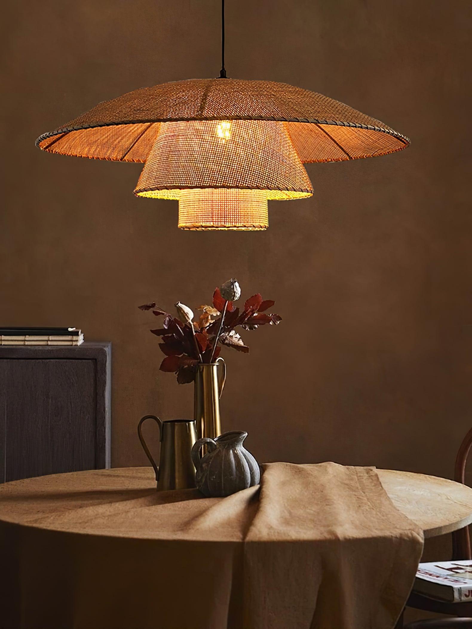 Hat Weave Rattan Pendant Lamp - Cueteks