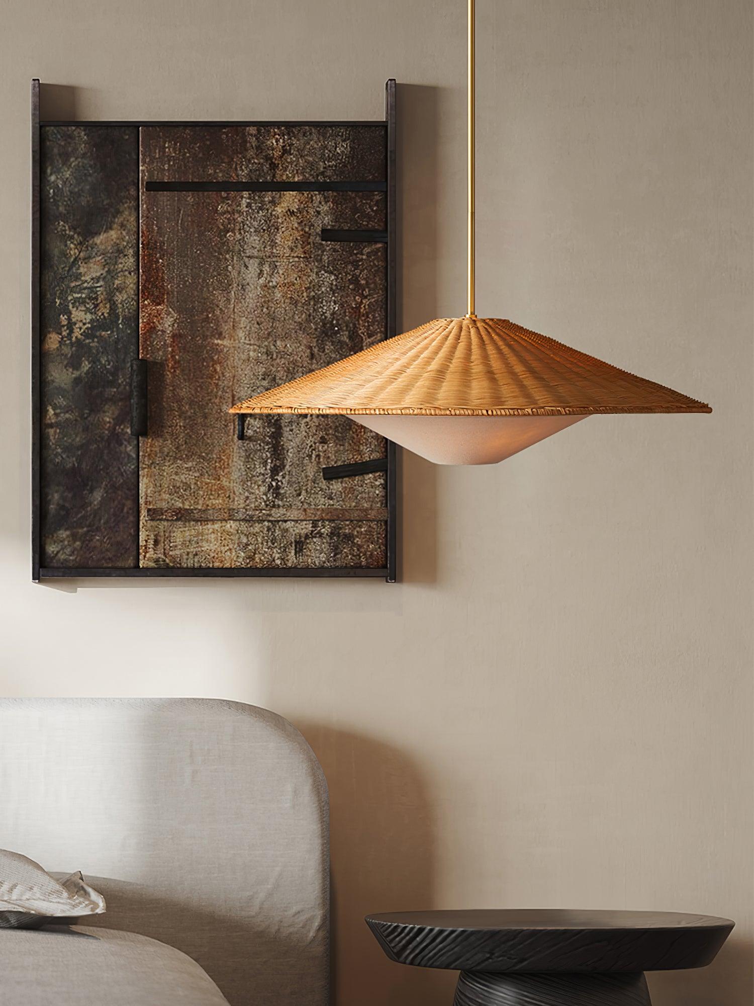 Rattan Hat Pendant Light - Cueteks