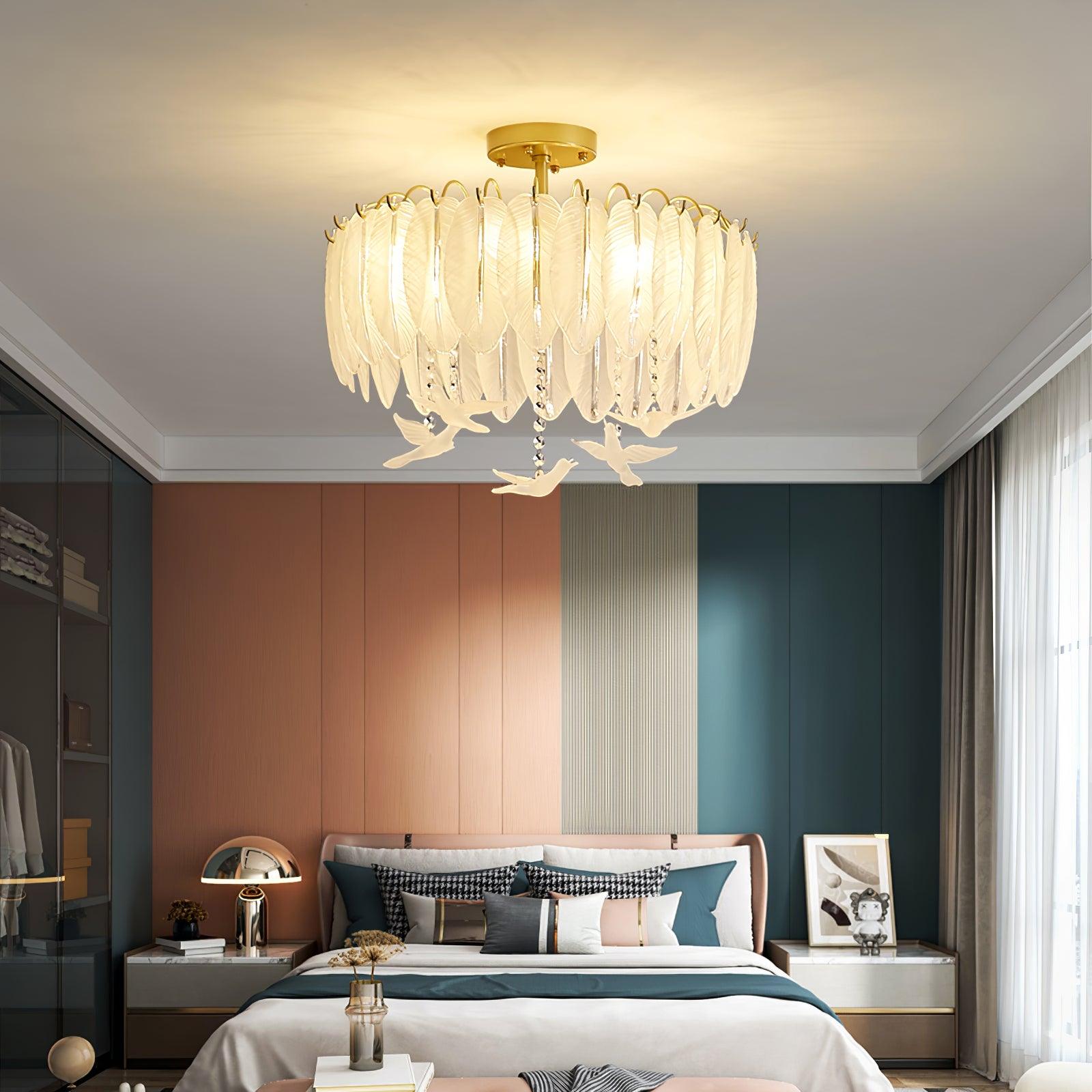 Glass Feather Ceiling Light - Cueteks