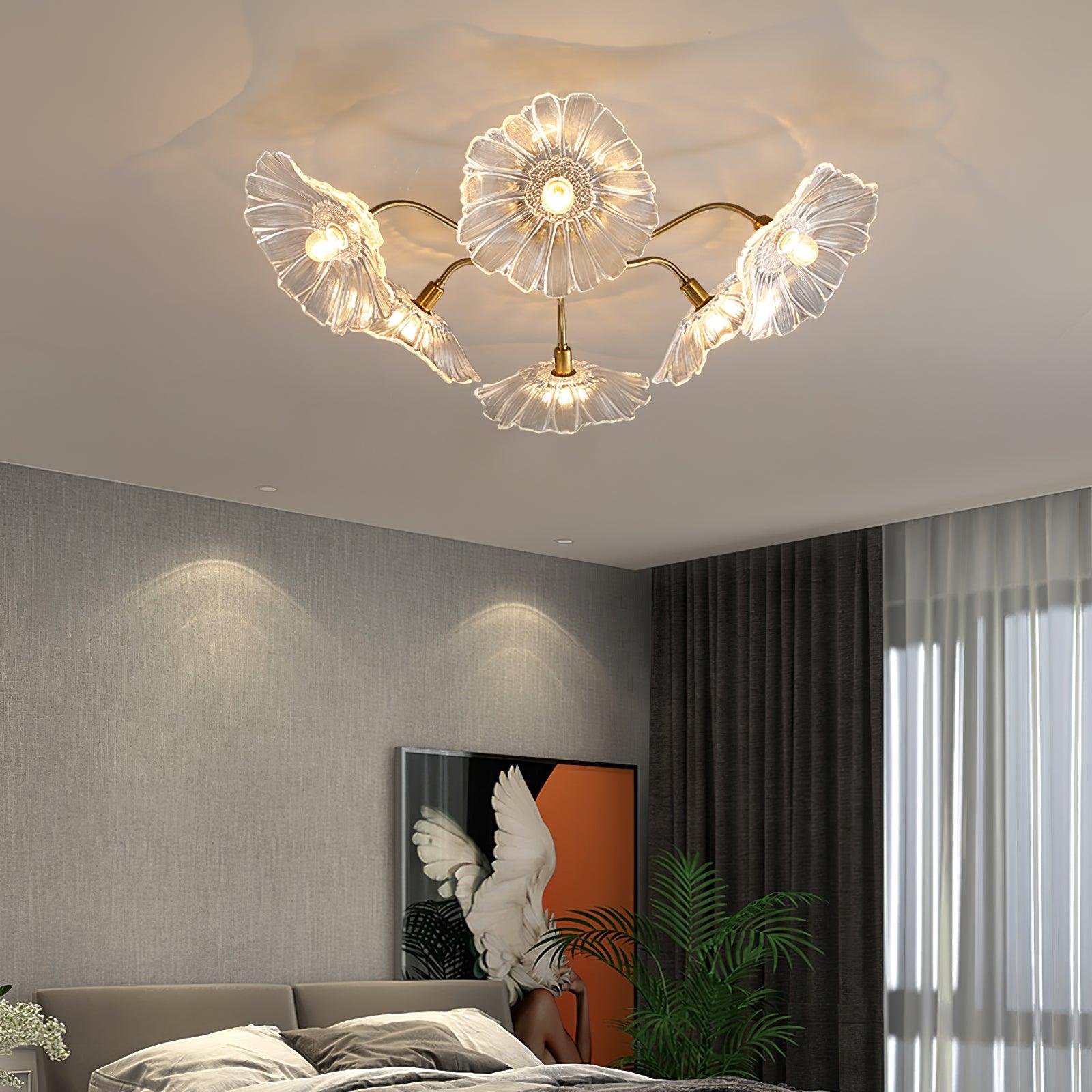 Lotus Leaf Glass Ceiling Lamp - Cueteks