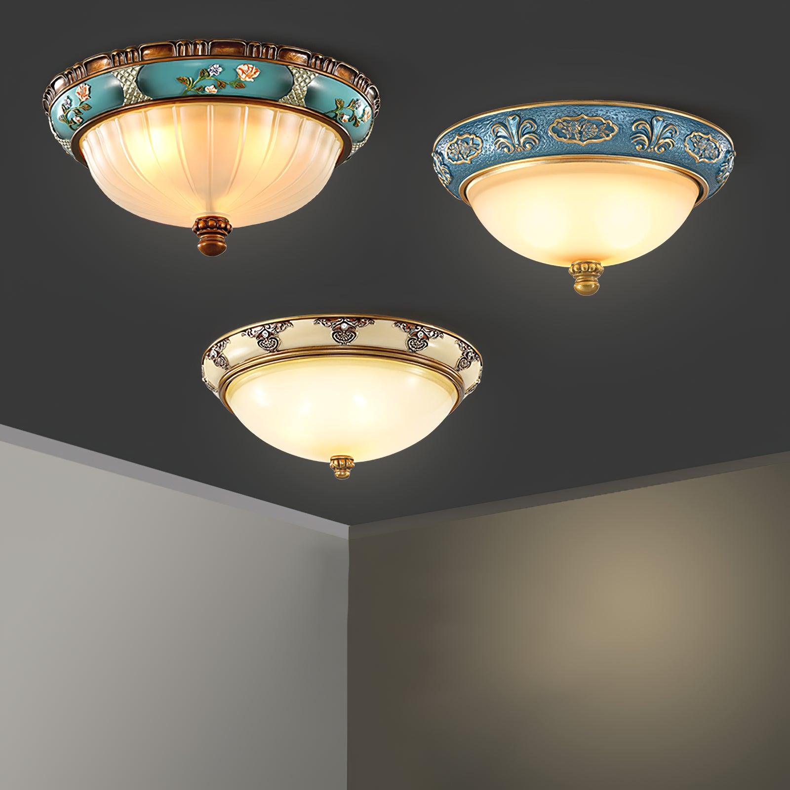 Retro Floral Resin Recessed Ceiling Light - Cueteks