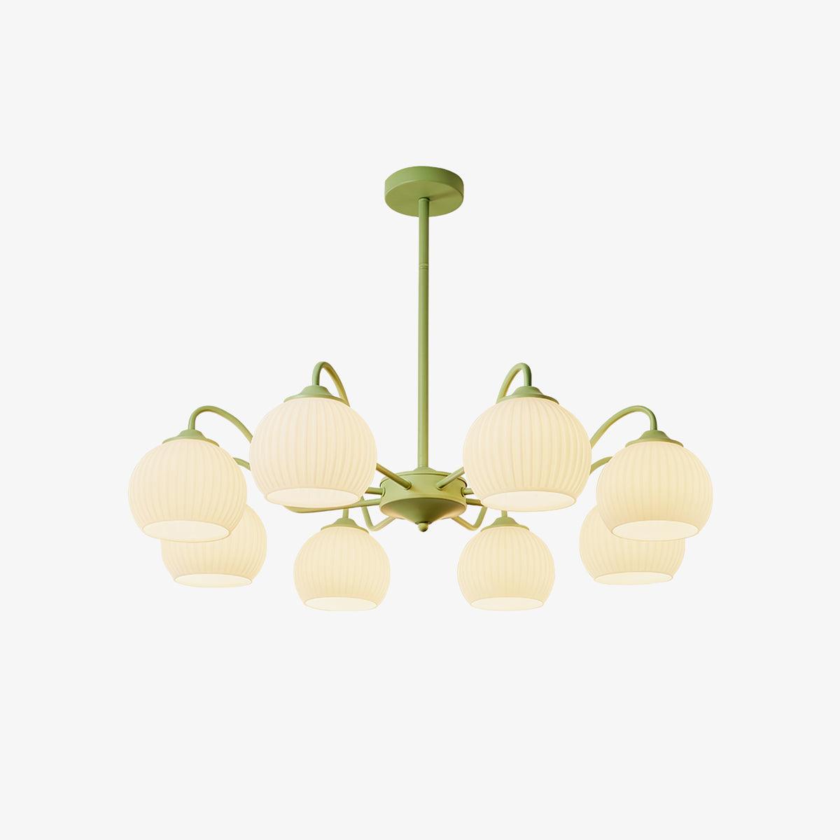 Ribbed Glass Matcha Chandelier - Cueteks