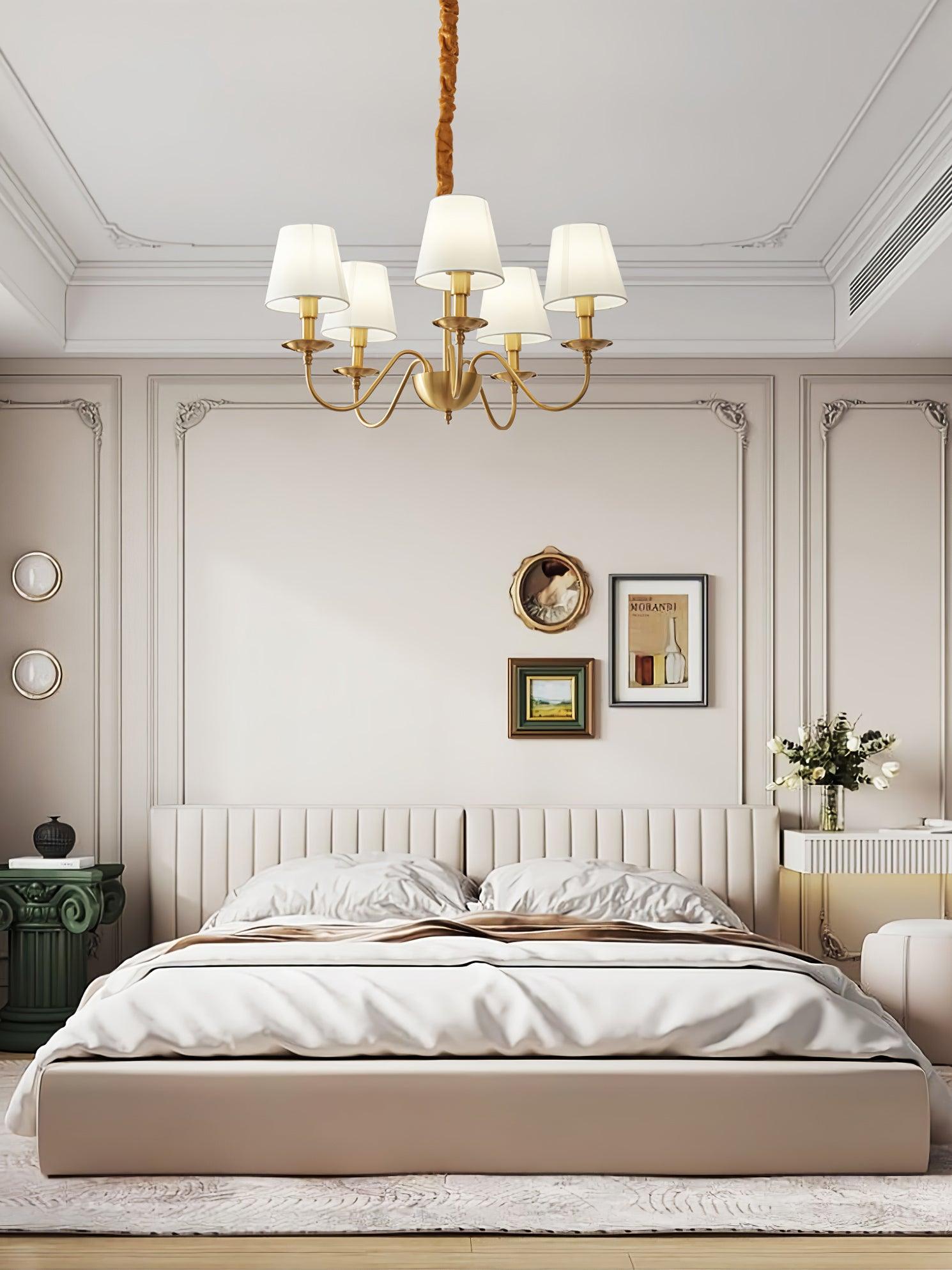Tapered Fabric Brass Chandelier - Cueteks