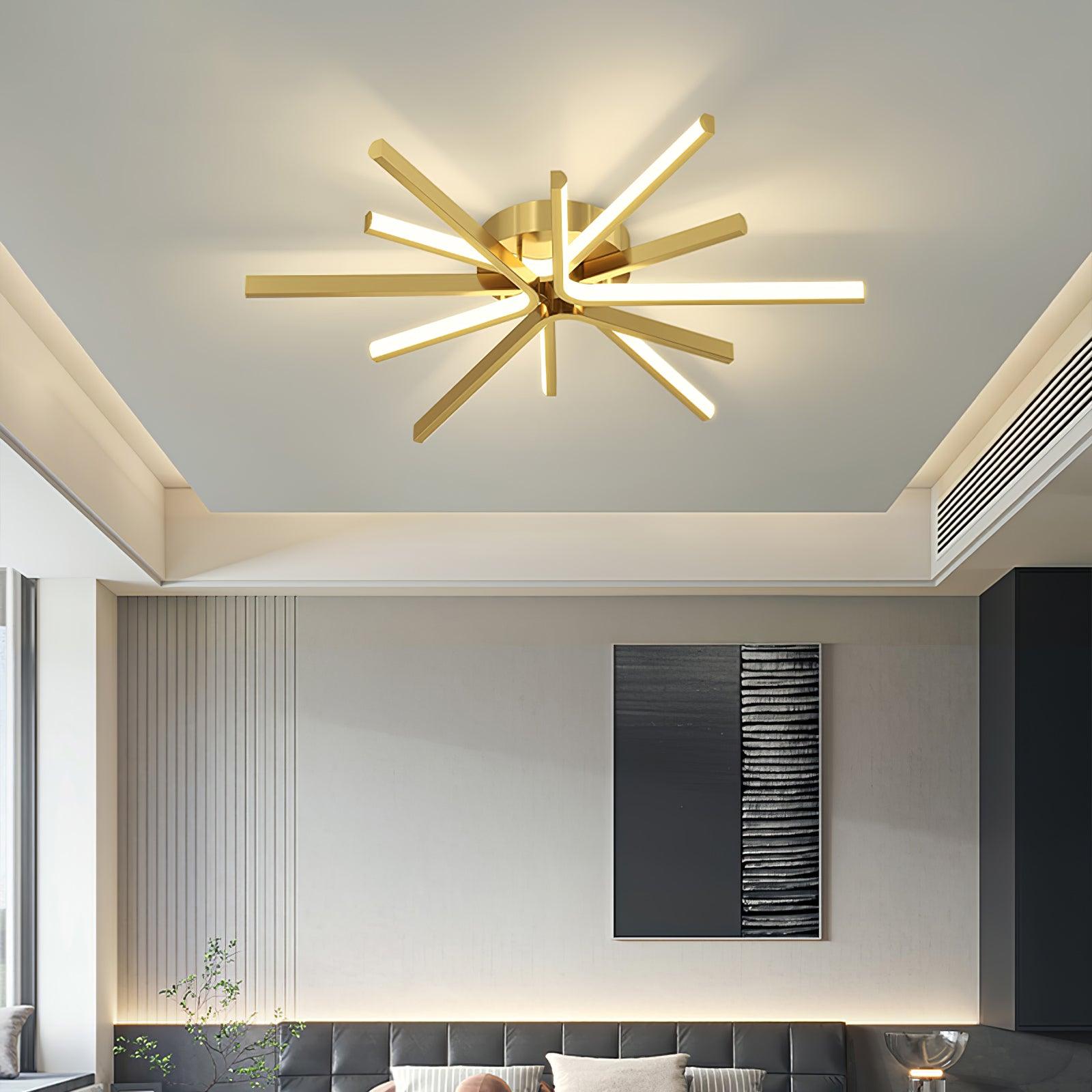 Brass Starbursts Ceiling Lamp - Cueteks
