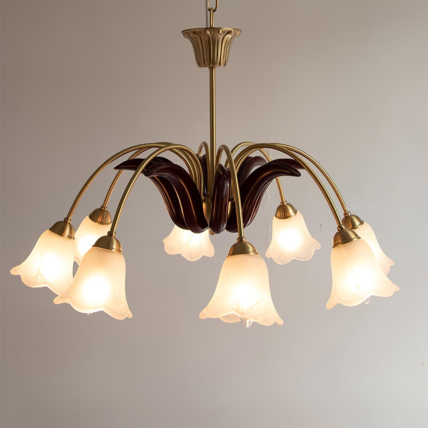 Brass Pastoral Flower Chandelier - Cueteks