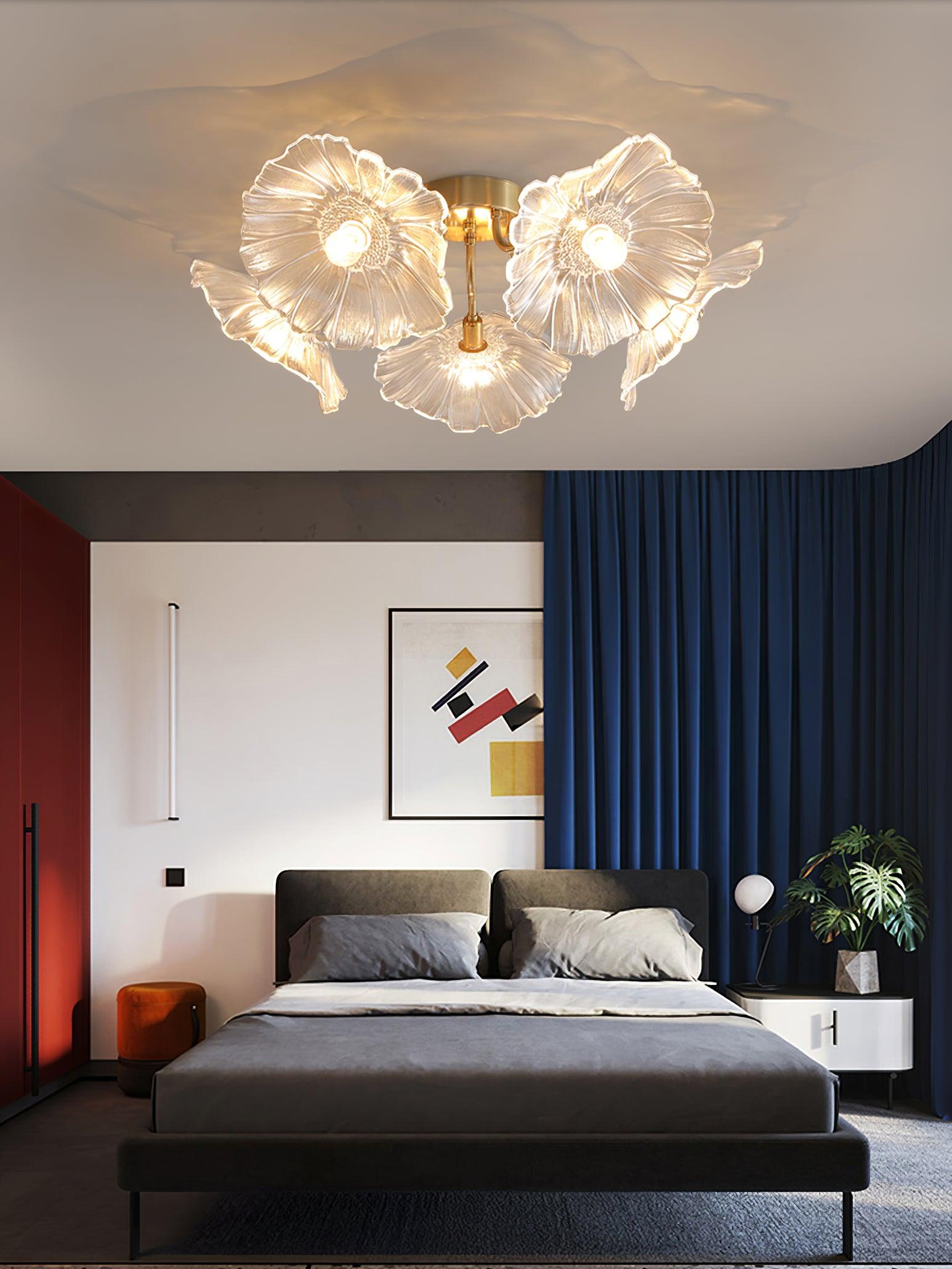 Lotus Leaf Glass Ceiling Lamp - Cueteks