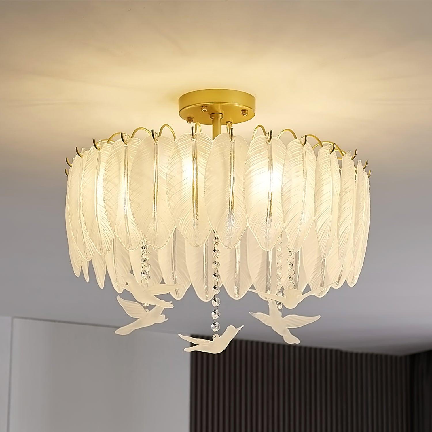 Glass Feather Ceiling Light - Cueteks