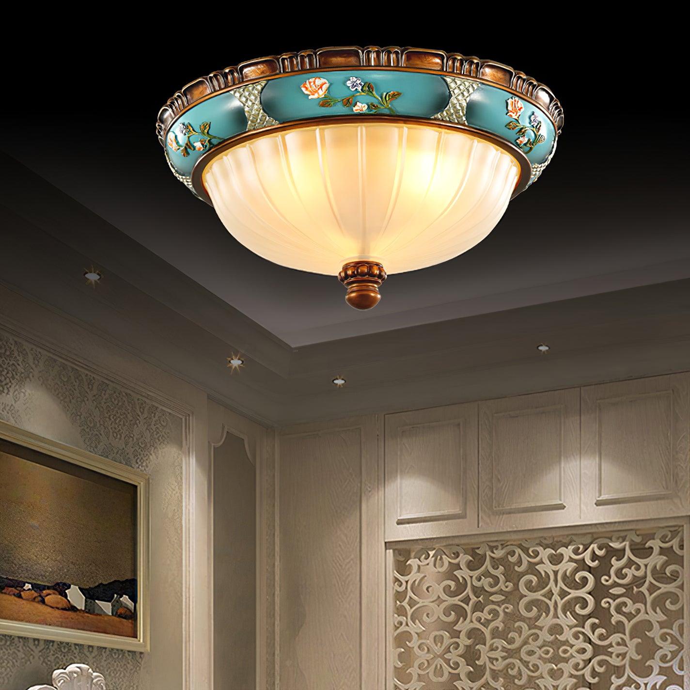 Retro Floral Resin Recessed Ceiling Light - Cueteks