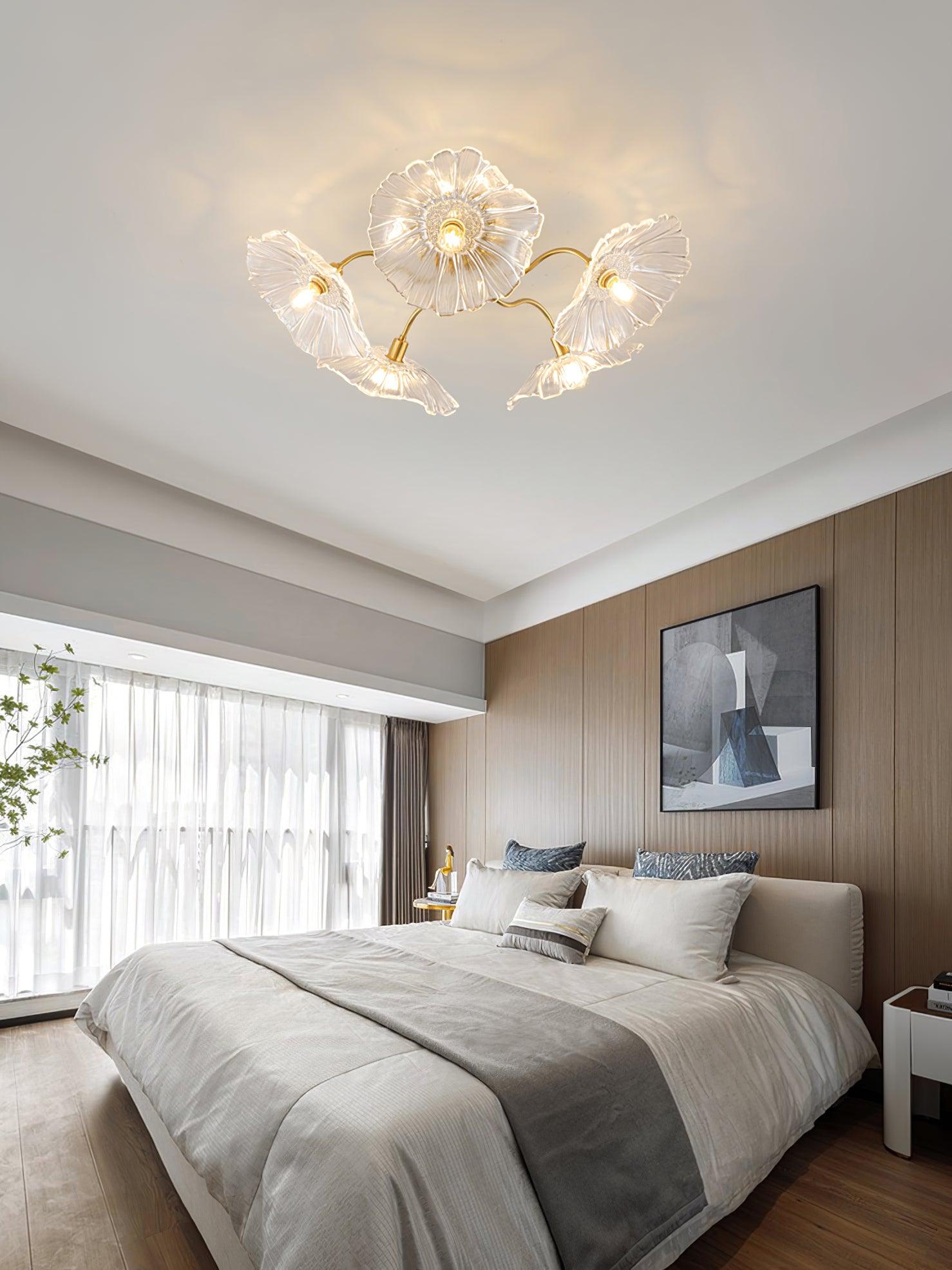 Lotus Leaf Glass Ceiling Lamp - Cueteks