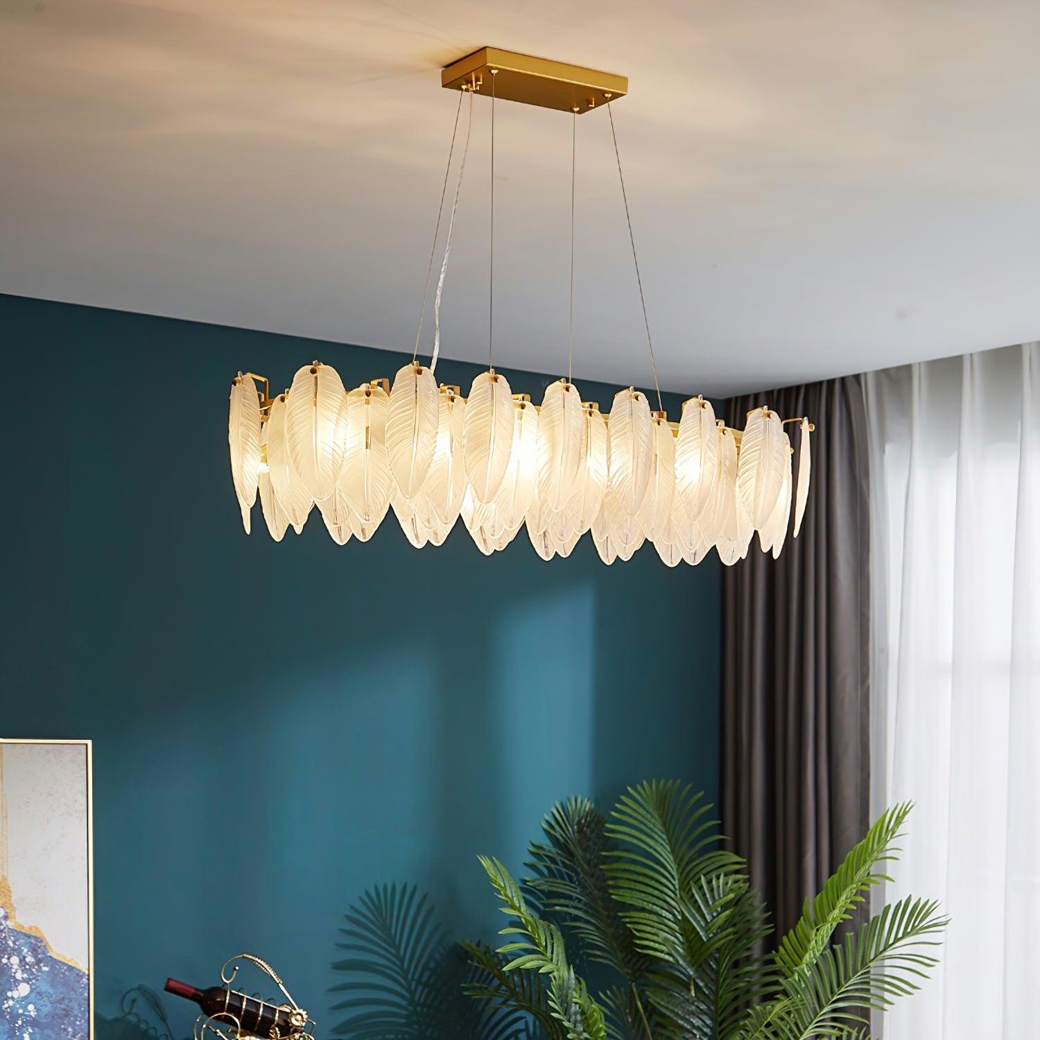 Glass Feather Chandelier - Cueteks