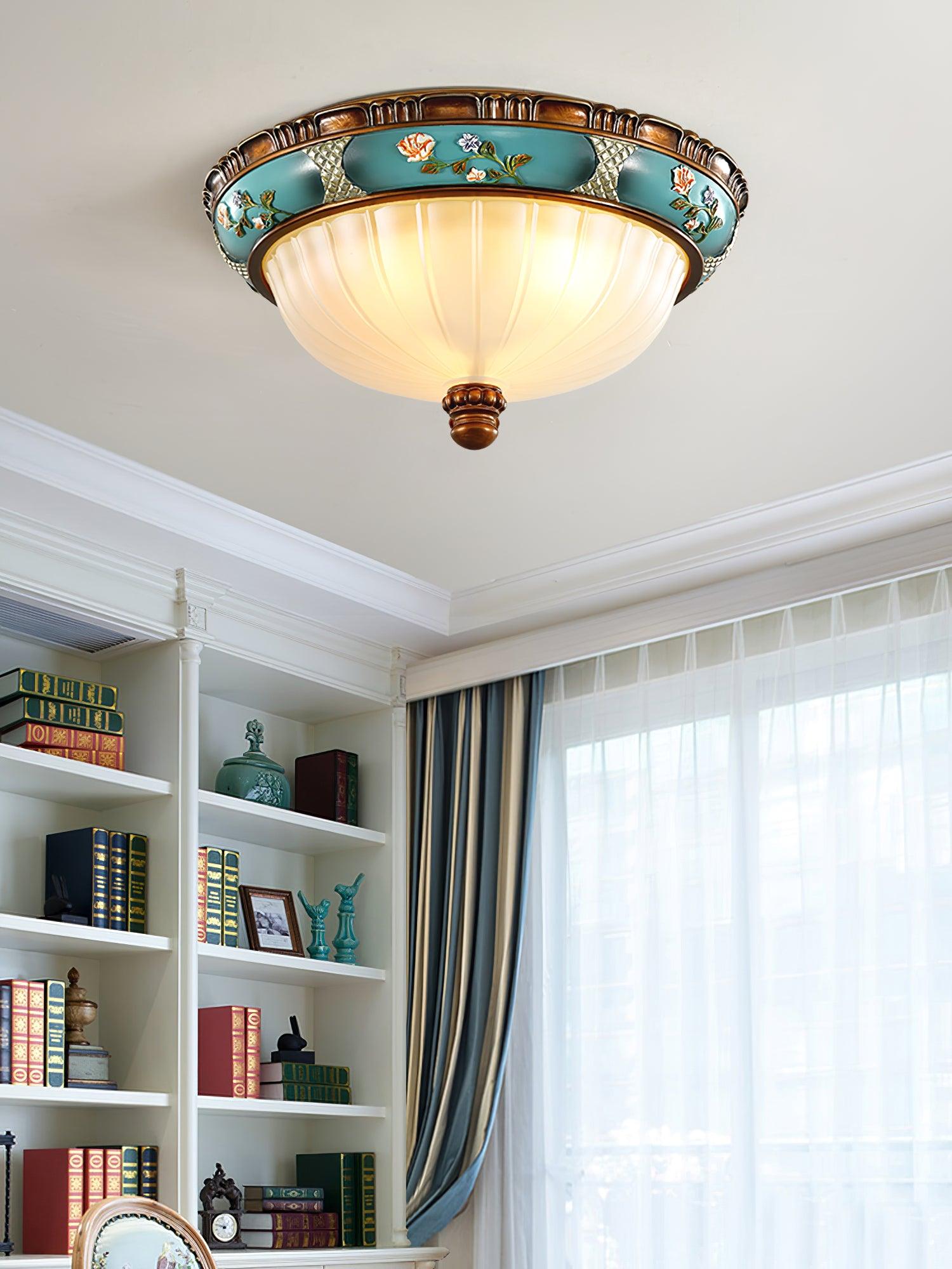 Retro Floral Resin Recessed Ceiling Light - Cueteks