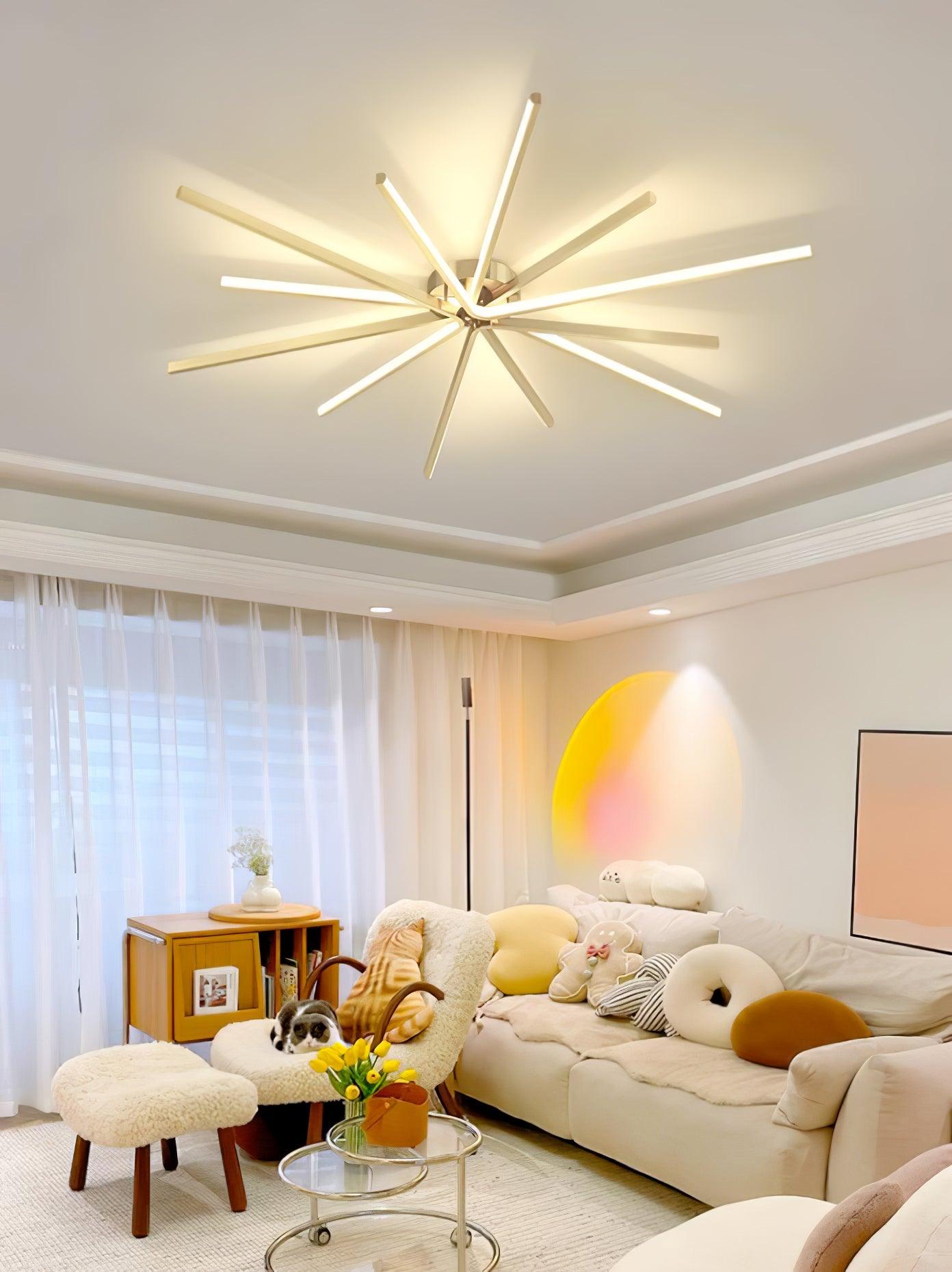 Brass Starbursts Ceiling Lamp - Cueteks