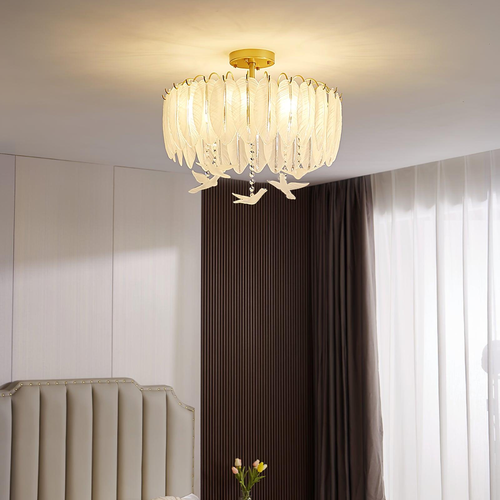 Glass Feather Ceiling Light - Cueteks