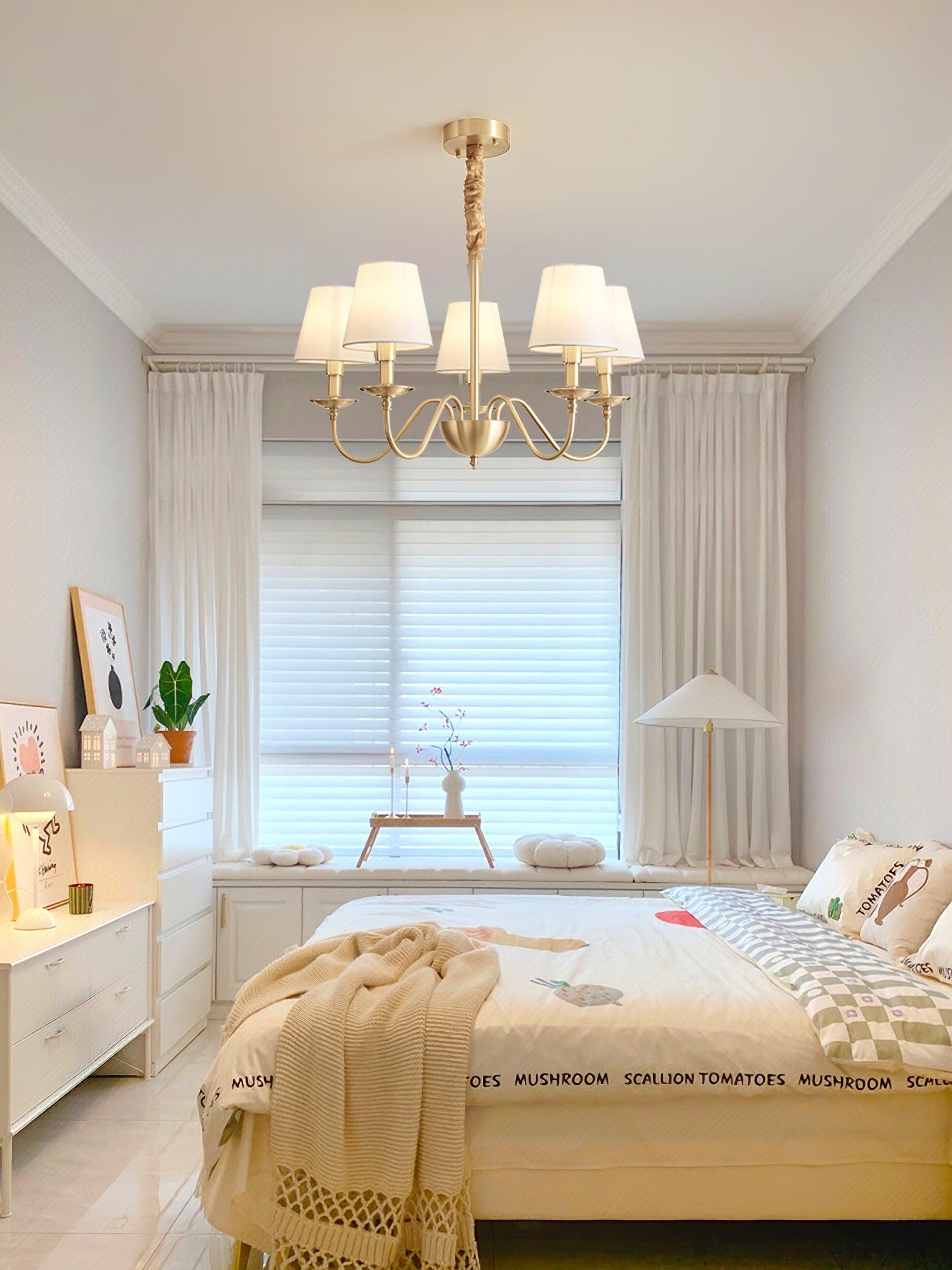 Tapered Fabric Brass Chandelier - Cueteks