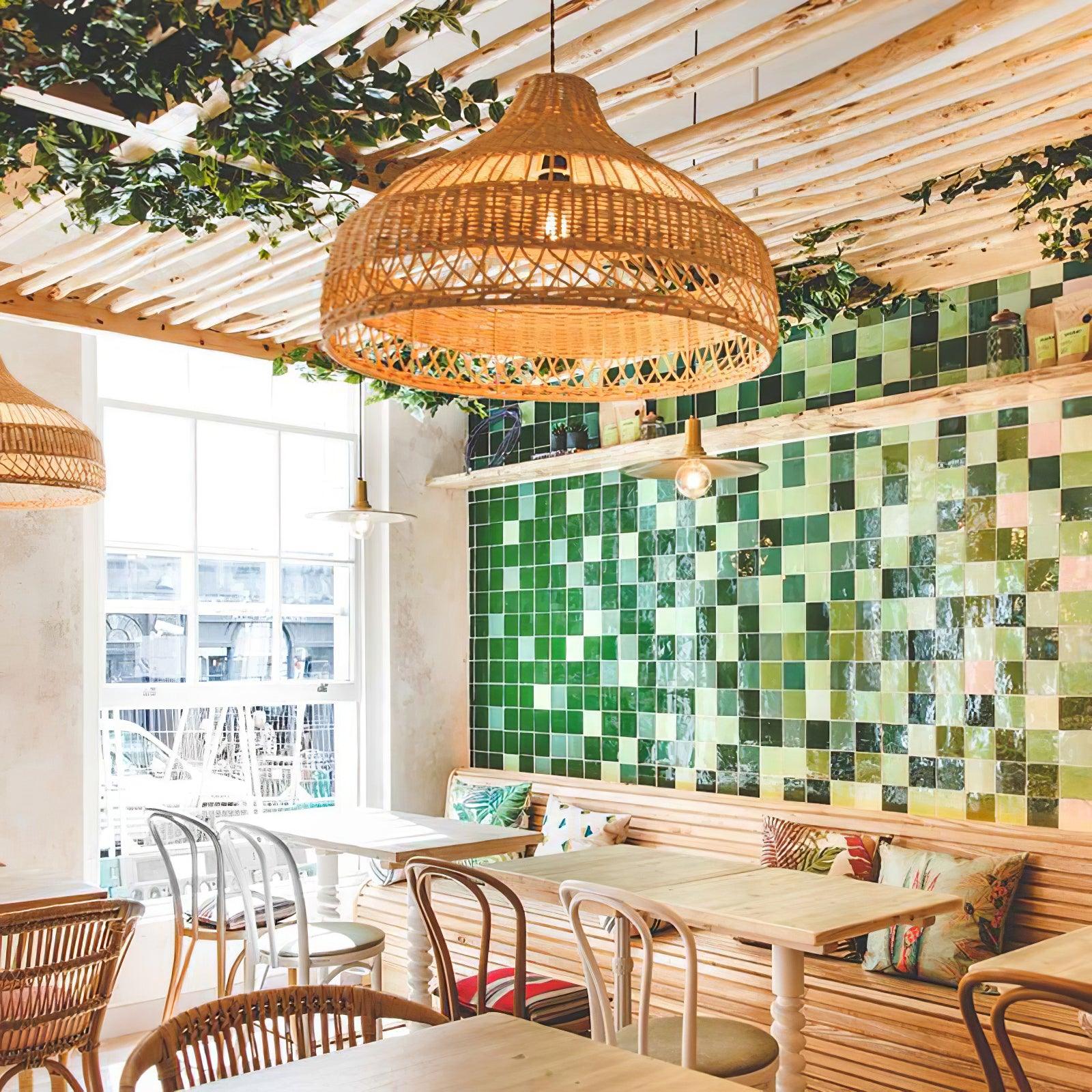 Artisanal Rattan Dome Pendant Lamp - Cueteks