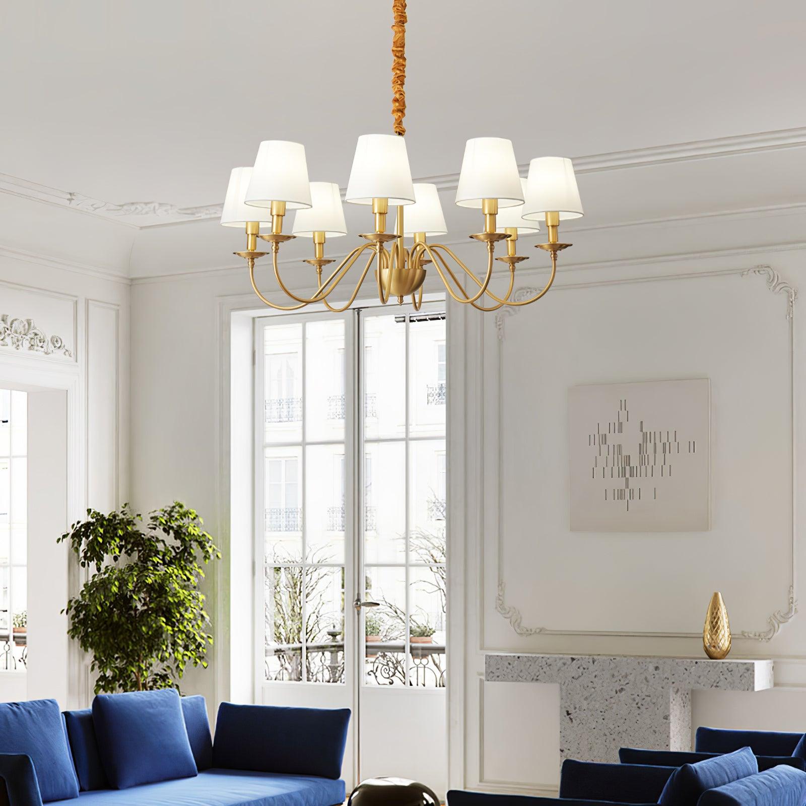 Tapered Fabric Brass Chandelier - Cueteks