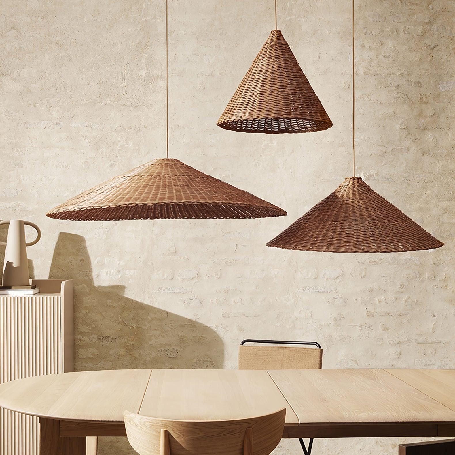 Rattan Hat Pendant Light - Cueteks