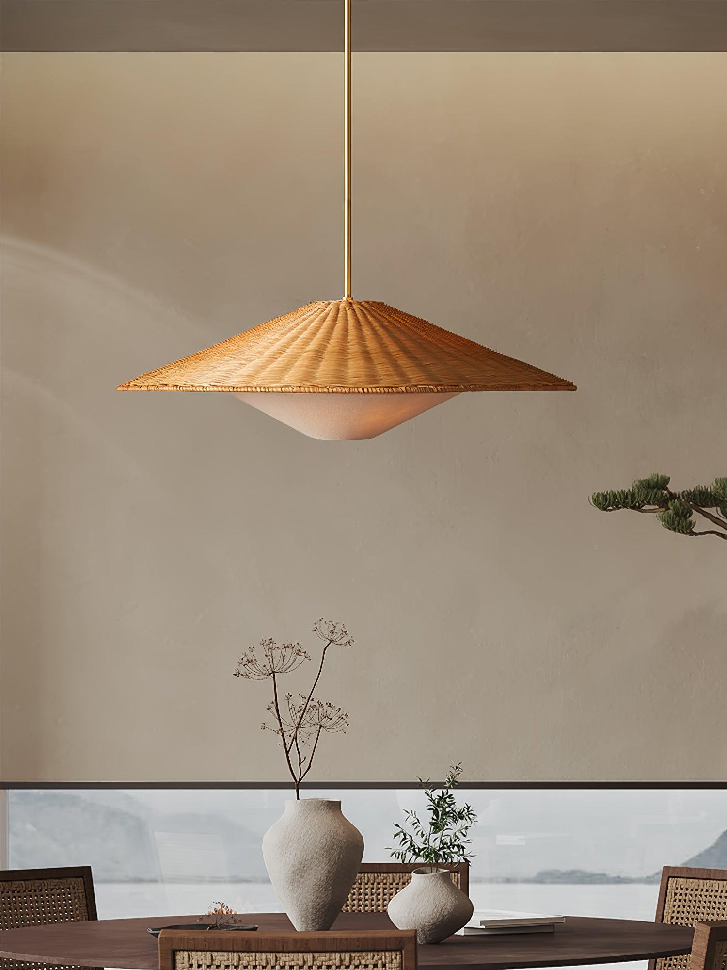 Rattan Hat Pendant Light - Cueteks
