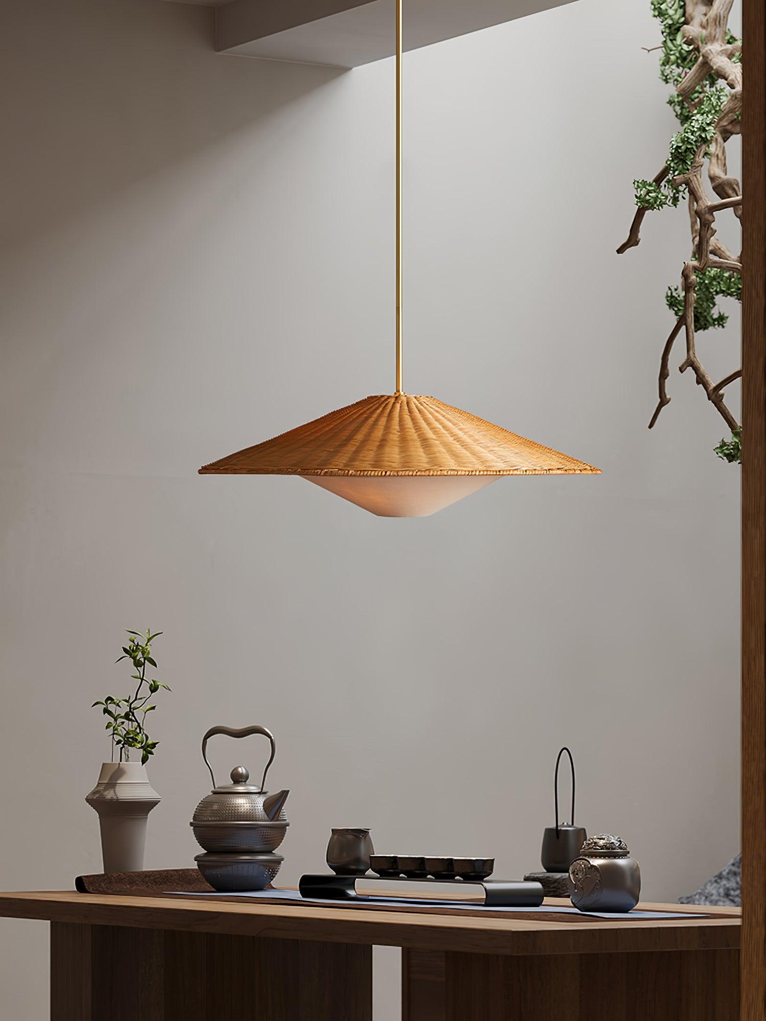 Rattan Hat Pendant Light - Cueteks