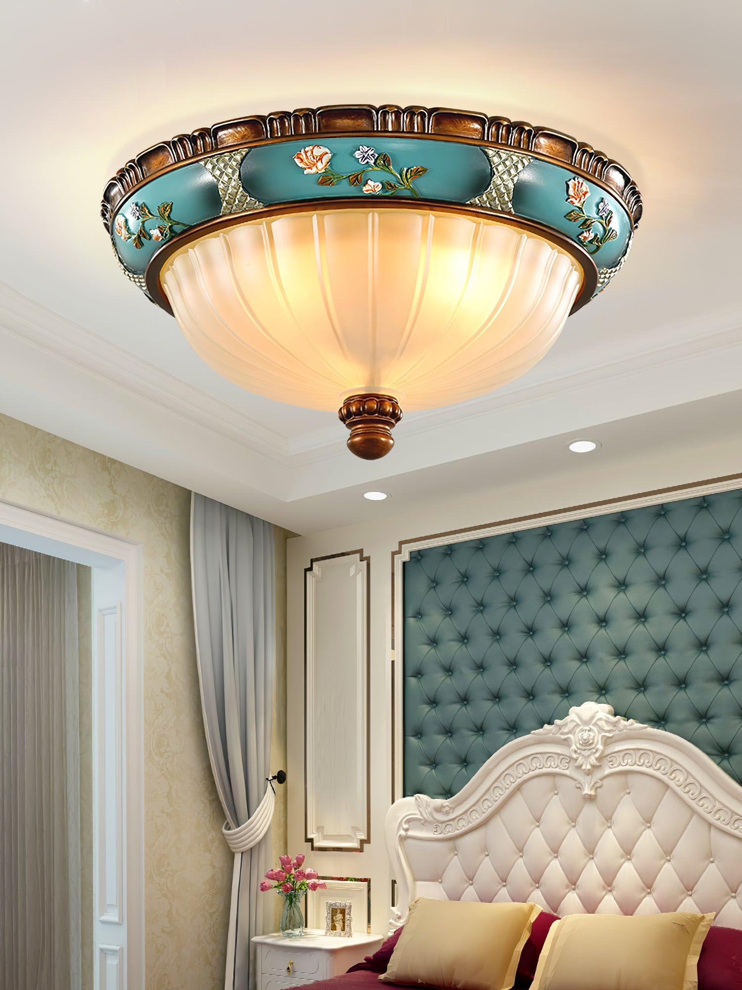 Retro Floral Resin Recessed Ceiling Light - Cueteks