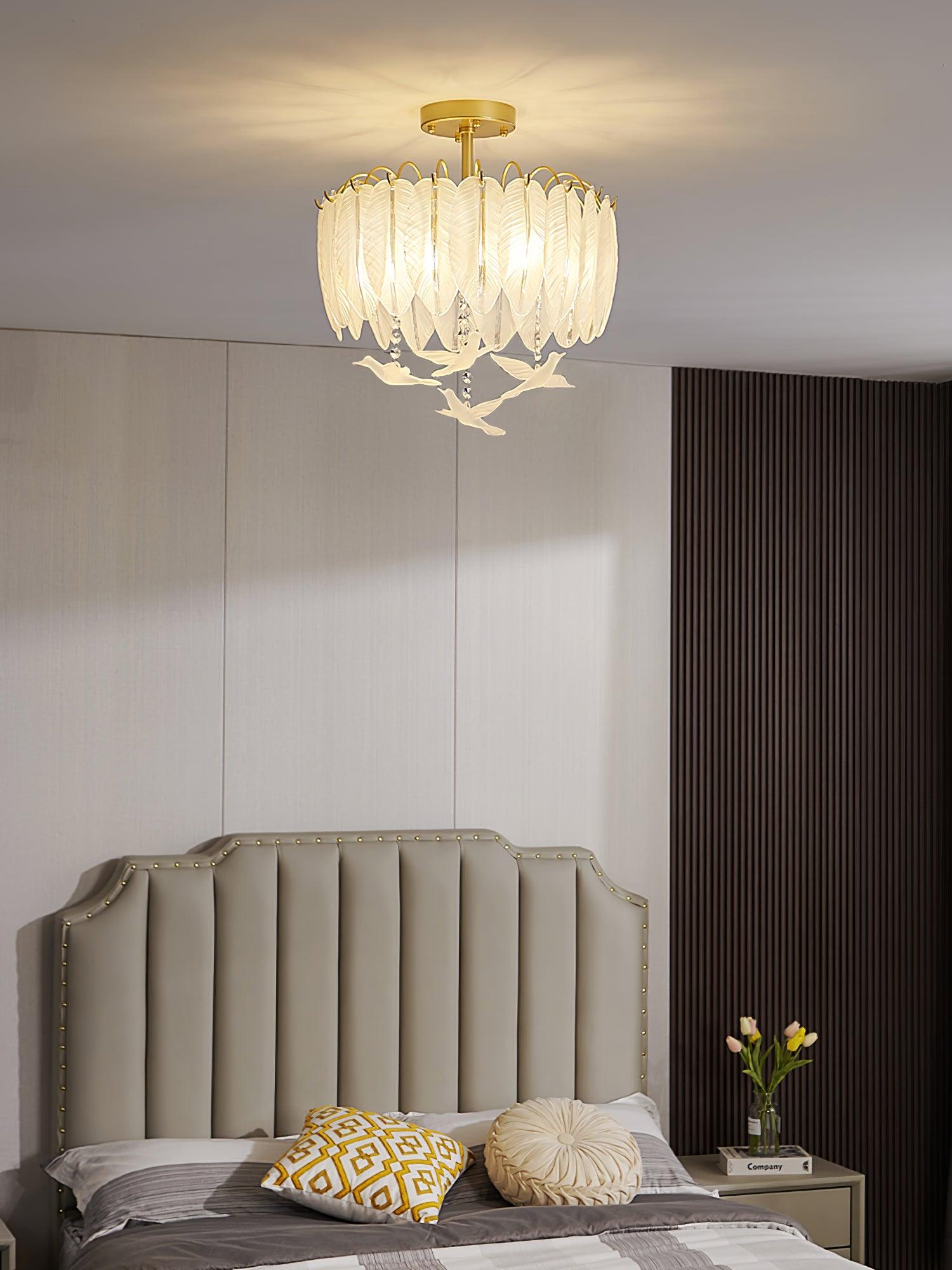 Glass Feather Ceiling Light - Cueteks
