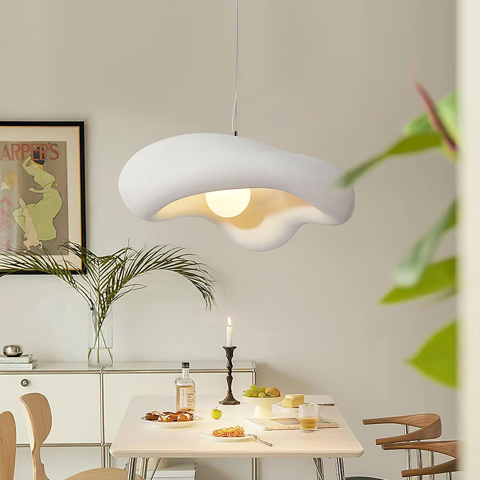 Organic White pendant above a dining table