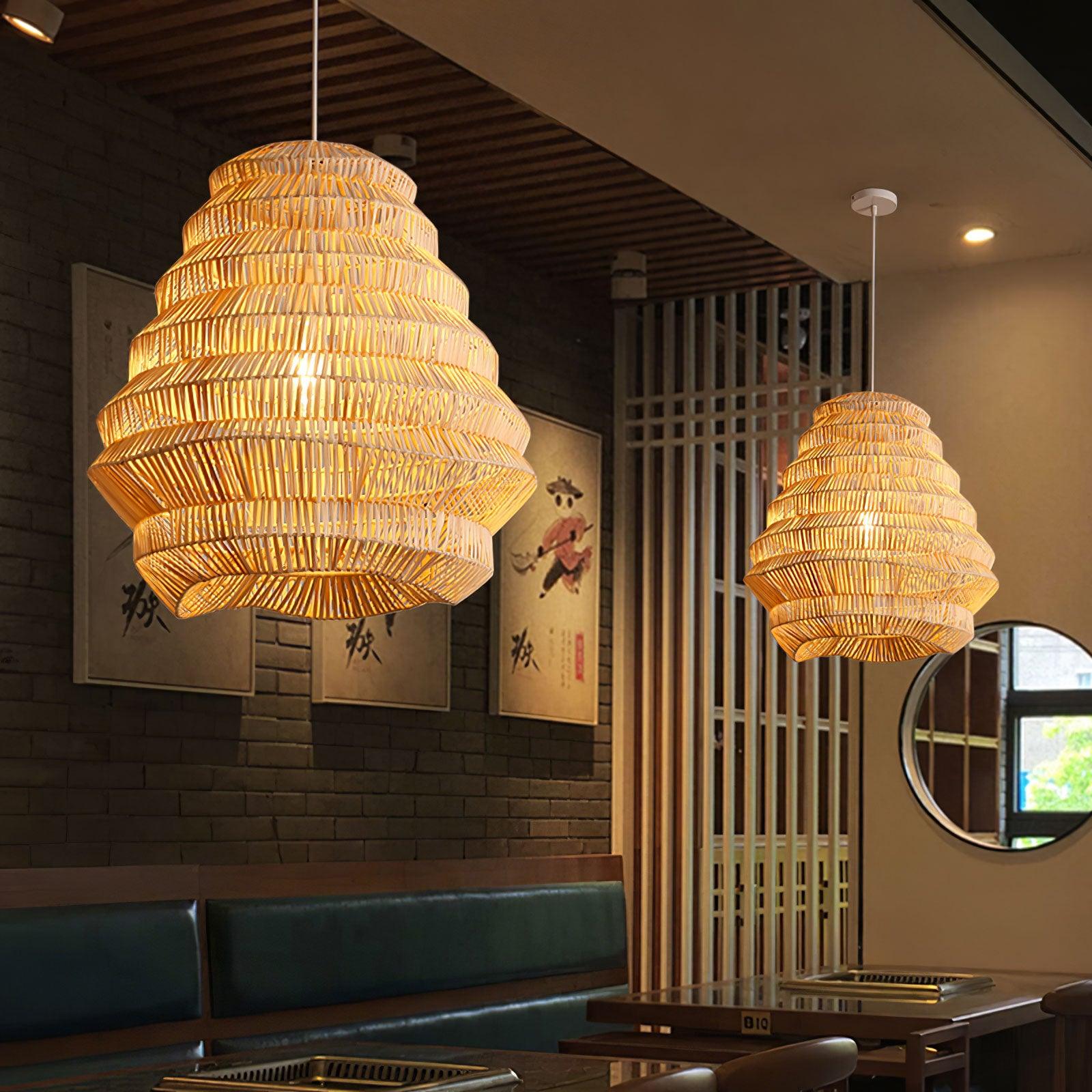 Bamboo Spiral Pendant Lamp - Cueteks