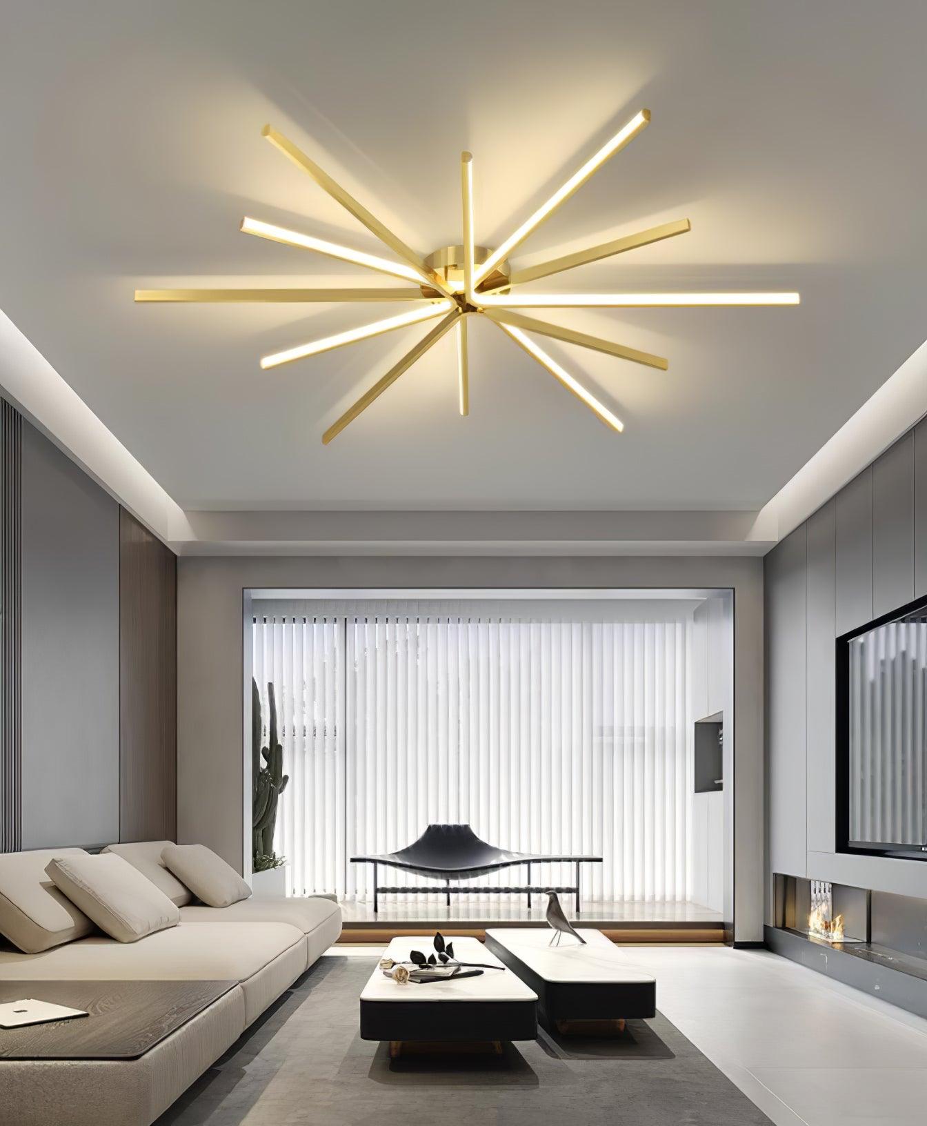 Brass Starbursts Ceiling Lamp - Cueteks