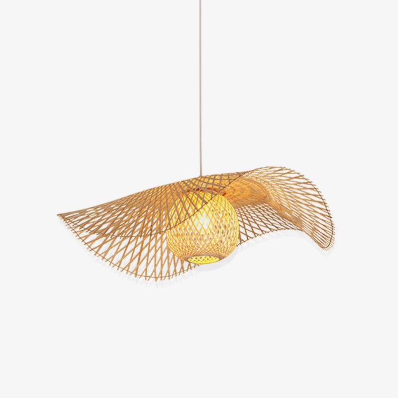 Single wavy frame with central woven bulb cover