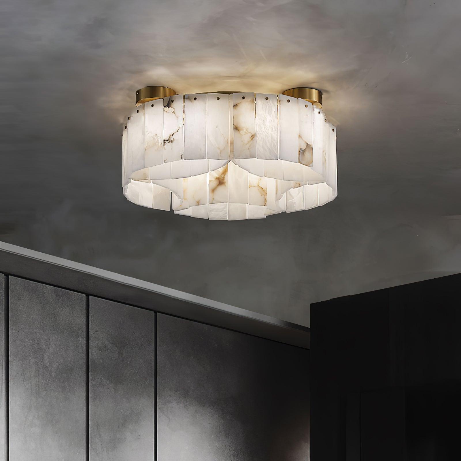 Luxe Alabaster Brass Ceiling Lamp - Cueteks