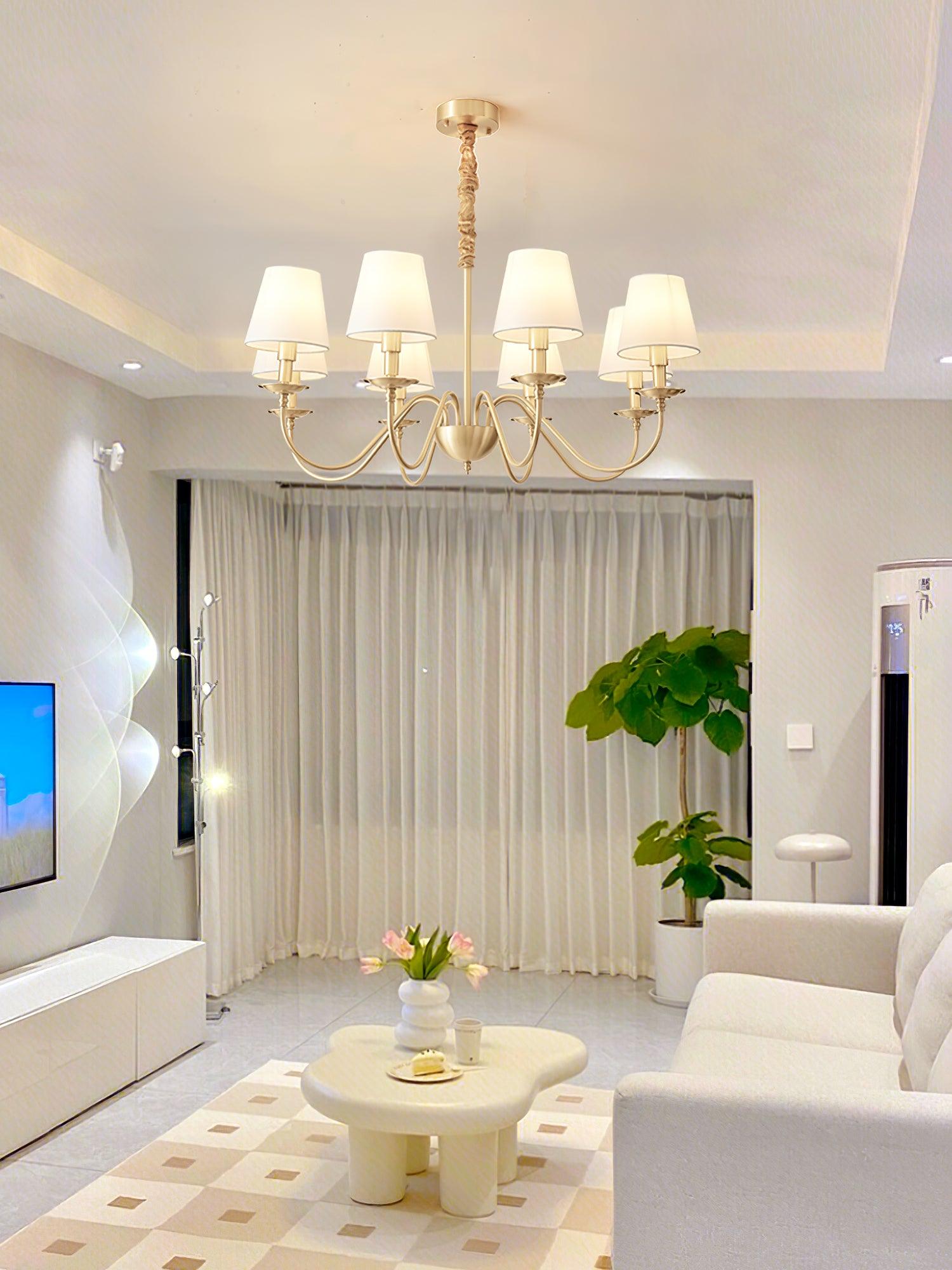 Tapered Fabric Brass Chandelier - Cueteks