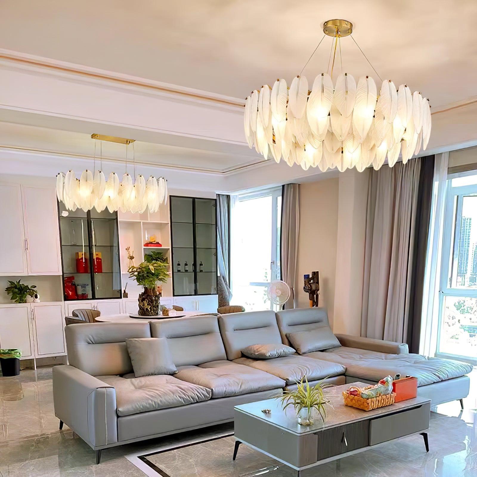 Glass Feather Chandelier - Cueteks