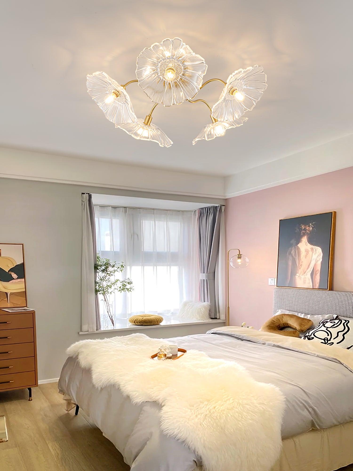 Lotus Leaf Glass Ceiling Lamp - Cueteks