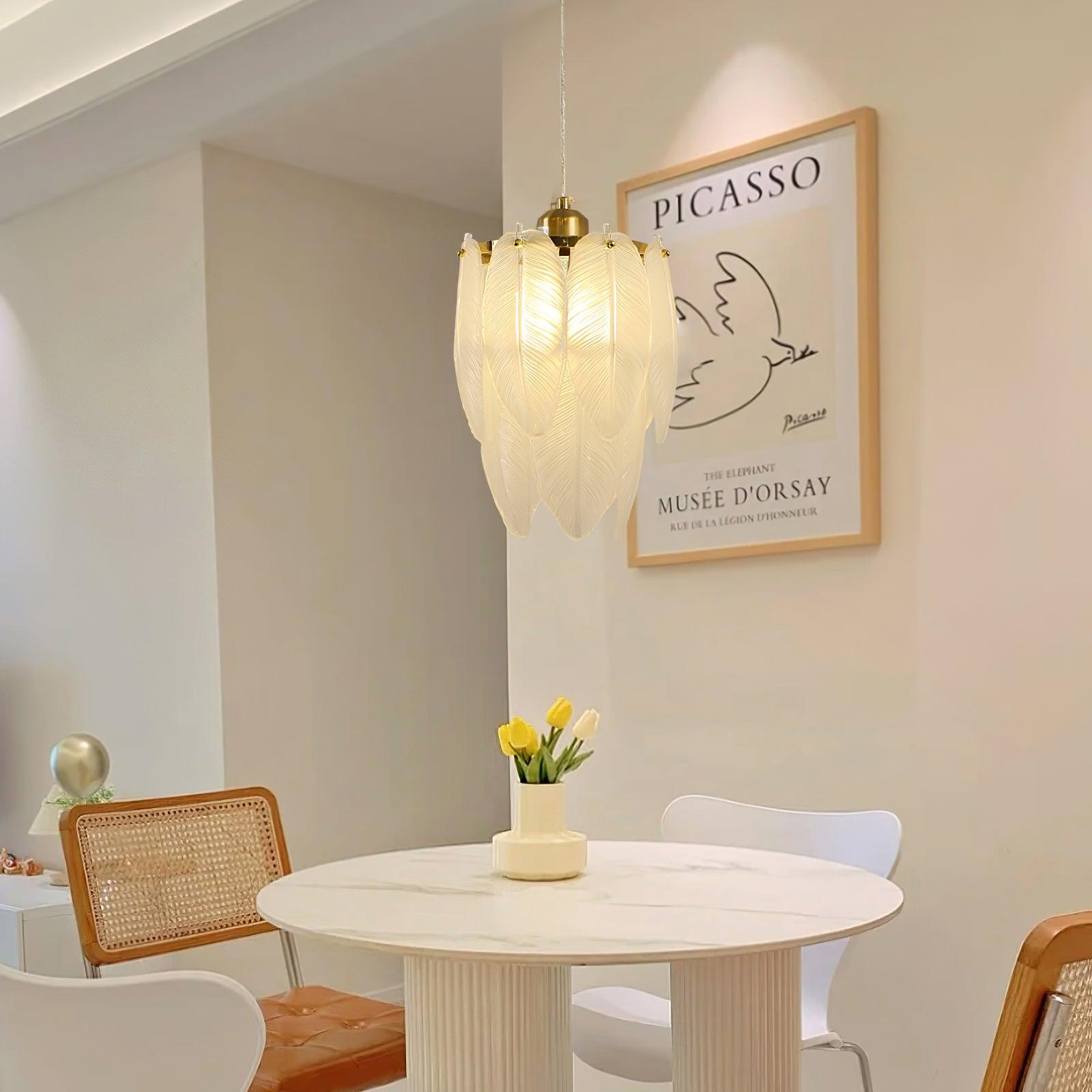 Glass Feather Pendant Light - Cueteks