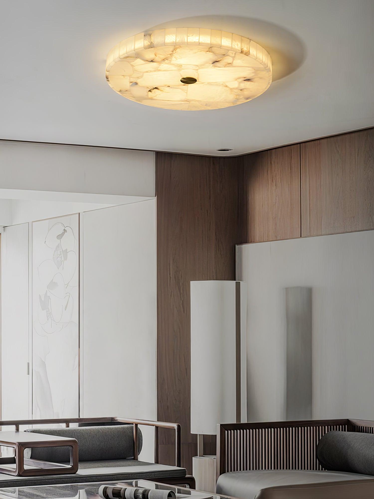 Round Alabaster Ceiling Lamp - Cueteks