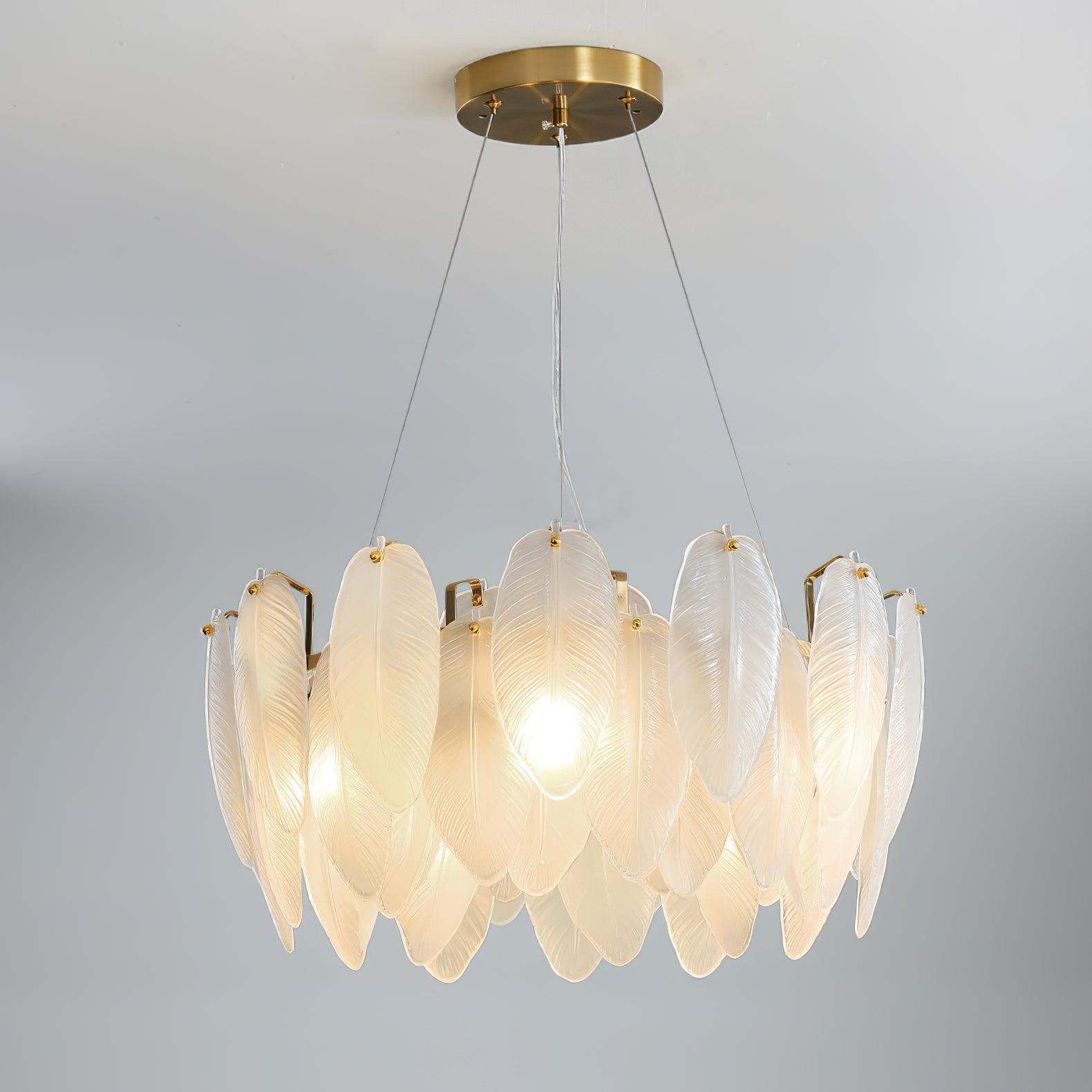 Glass Feather Chandelier - Cueteks