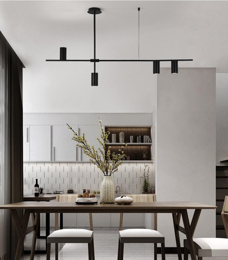 Tribes bar chandelier with cylindrical light heads