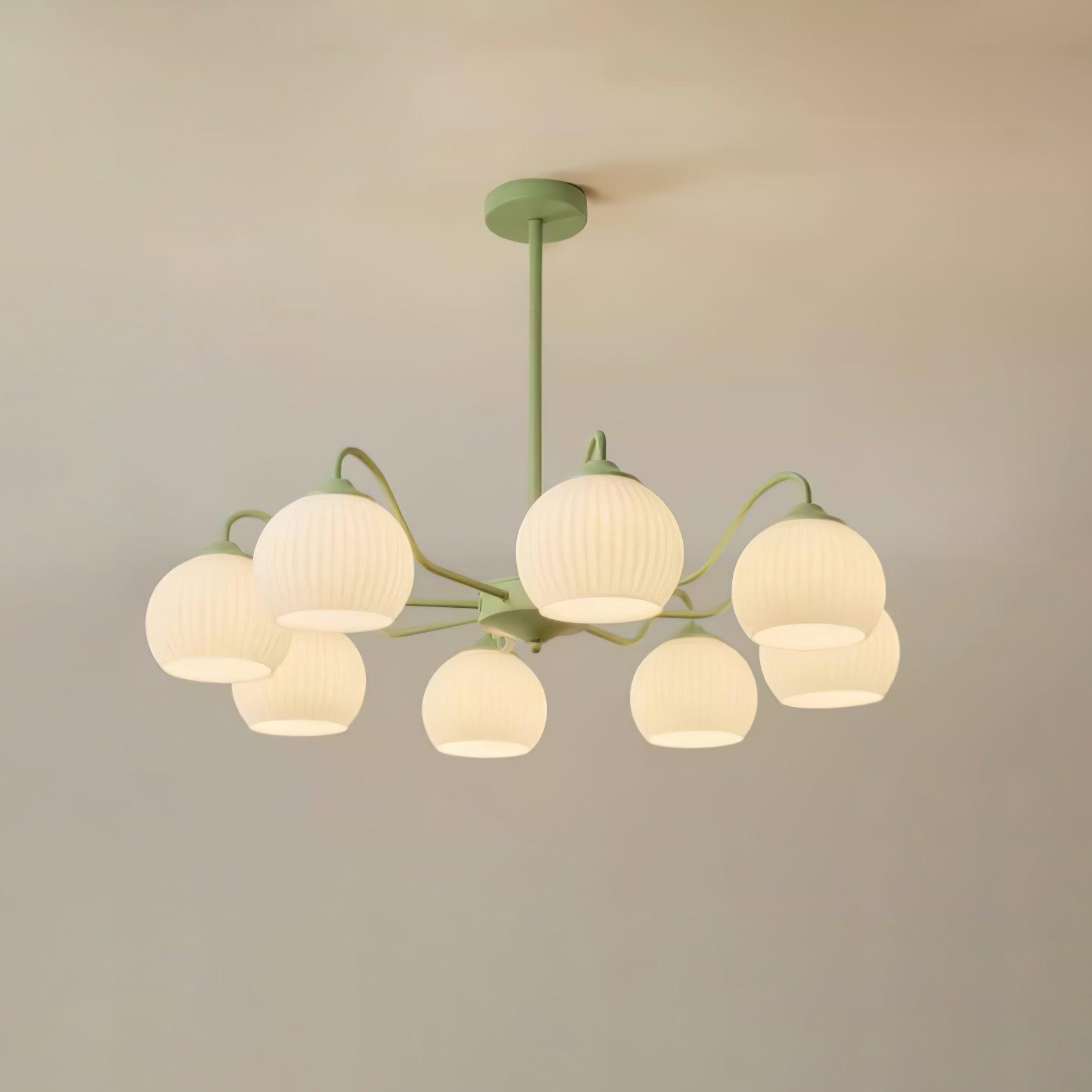 Ribbed Glass Matcha Chandelier - Cueteks