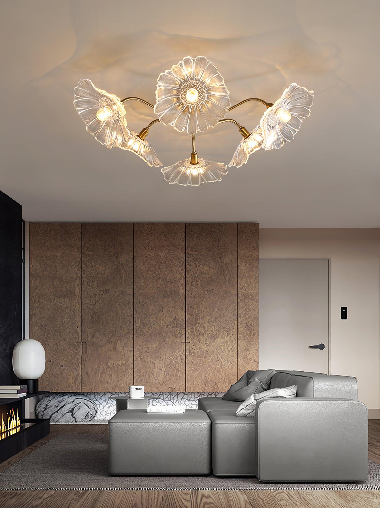 Lotus Leaf Glass Ceiling Lamp - Cueteks